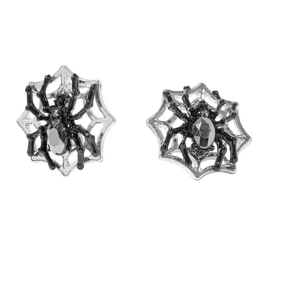 Claire's Halloween Spider and Web Stud Stone Earrings, 1-Pair