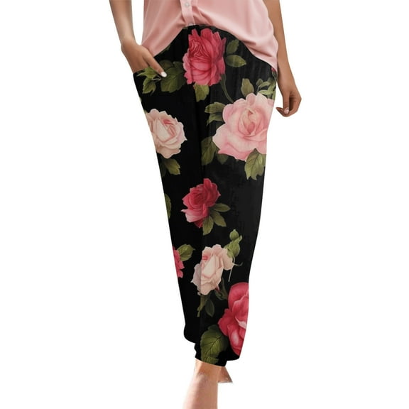 Bovemsi Casual Pants for Women Print Harem Trousers Slip On Boho Beach Lightweight Loose With Pockets for Travel