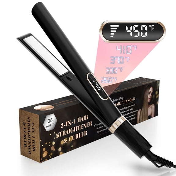 SKIMI Hair Straightener, 1 Inch Flat Iron, Negative Ionic Curling, Hair Curler For Travel, Mini Flat Straightener Iron, Black