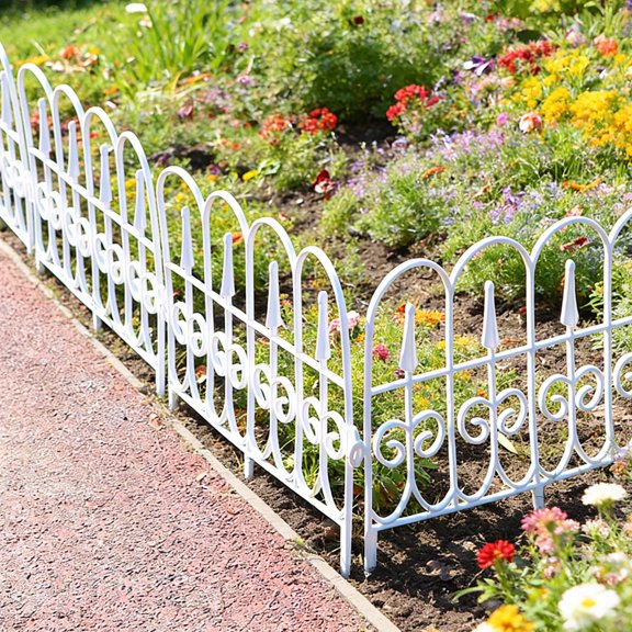 22.83 x 13.38 in Courtyard Fence – European Style Outdoor Garden Fence, Decorative Border for Lawns, Flower Beds, and Plant Borders (Multicolor)