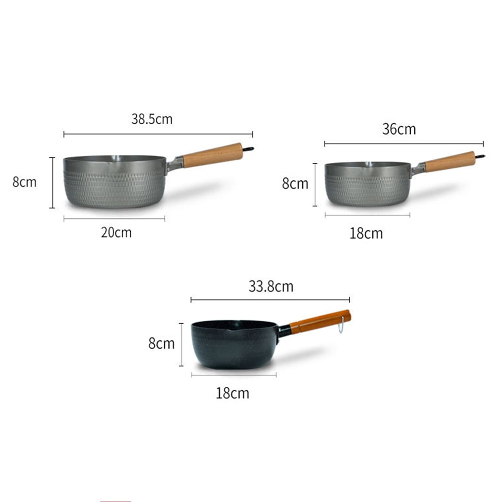 Soimiss 1Pc Instant Noodle Stew Pot Nonstick Plated Silver Pan with Double Outlet for Easy Pouring
