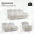 thumbnail image 3 of Zero Gravity Power Recliner Sofa Sets with Bass Speaker,Wireless Charger,LED Light Reclining Living Room Furniture Sets, 3 of 8
