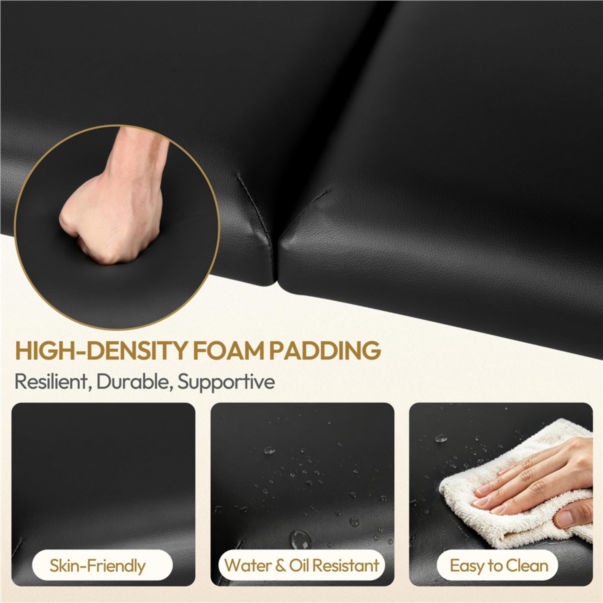 Alden Design 3 Section Wooden Portable Massage Table for Beauty , Black
