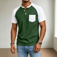 thumbnail image 2 of SAWOBUUN Men's Henley Shirt Short Sleeve Color Block Raglan Sleeve Button Down Top Casual Slim Fit T-Shirt with Chest Pocket, 2 of 5