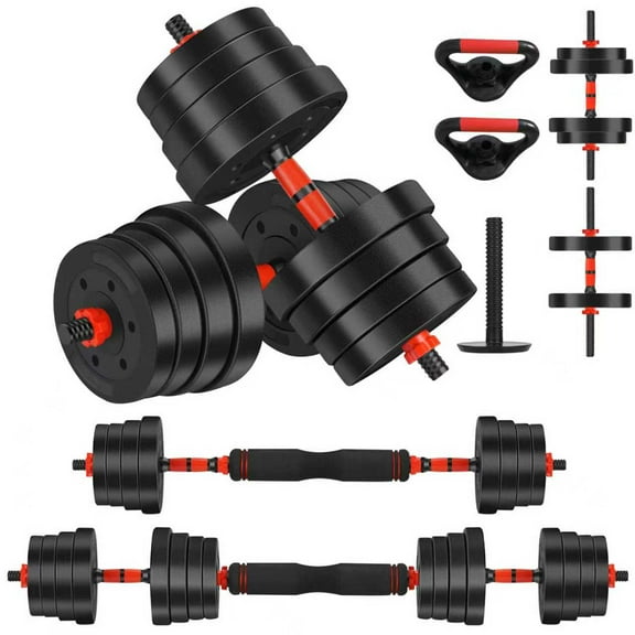 ARVAKOR 90LBS 4 in 1 Adjustable Dumbbell Set with Connecting Rod Used as Barbell, Kettlebells, Push up Stand, Fitness Exercises for Home Gym, Orange