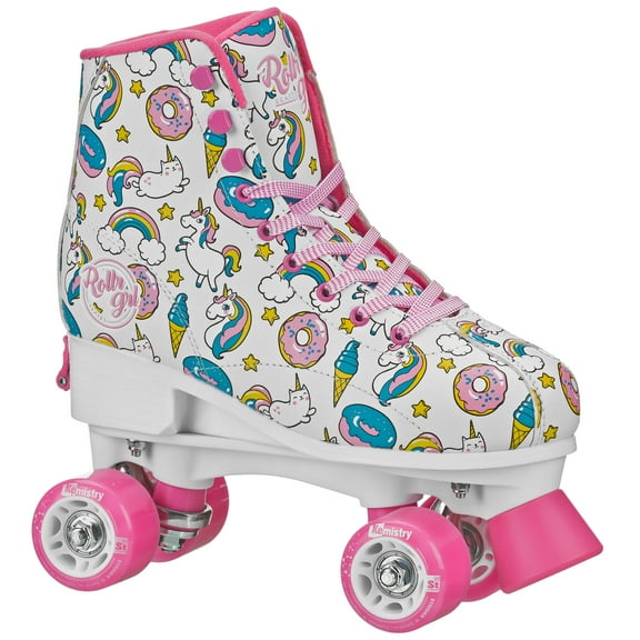 Roller Derby Women's Adjustable Roller Skates, White and Pink