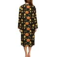 thumbnail image 3 of FKELYI Zipper Front Nightgown Women Sleepwear Dress Long Sleeve Nightwear Dress with 2 Pockets Retro Pumpkin Leaf Print Housecoat Breathable Lounge Wear Fall Winter, 3XL, 3 of 6