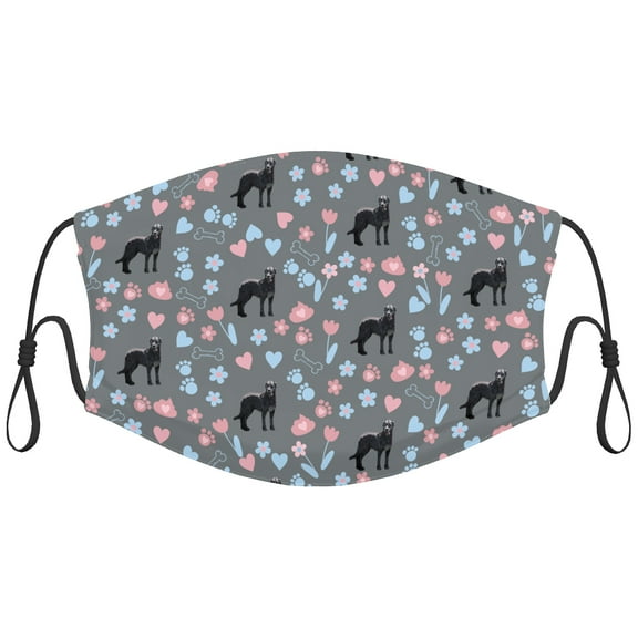 Cute Irish Wolfhound Dog Graphic Printed Cloth Face Masks Reusable Washable Adjustable for Adults (10 PCS)