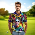 thumbnail image 5 of HOMYGIFTS Custom Face Men’s Golf Polo Shirt – Angular Geometric Glass Pattern Personalized Polo, 5 of 10