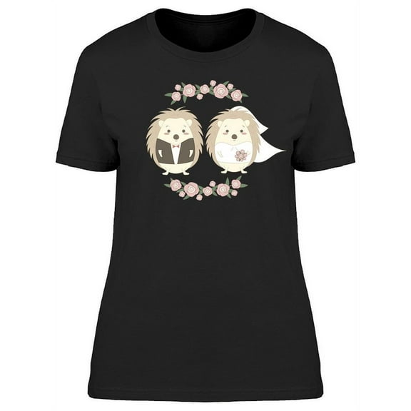 Wedding Married Hedgehog Drawing T-Shirt Women -Image by Shutterstock, Female Large