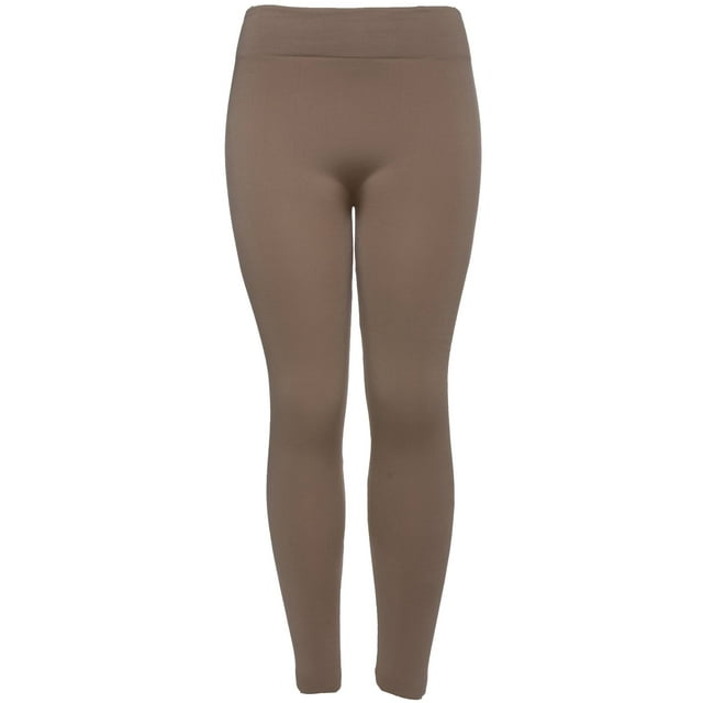 Gravity Threads Inner Warmth Fleece Nylon Leggings, Beige