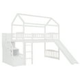 thumbnail image 3 of ARCTICSCORPION House Loft Bed with Slide,Twin Size Loft Bed with Storage Stairs and Ladder,Wood Loft Bed Frame with Roof and Guardrail,Stairway Playhouse Bed for Boys Girls,No Box Spring Needed,White, 3 of 7