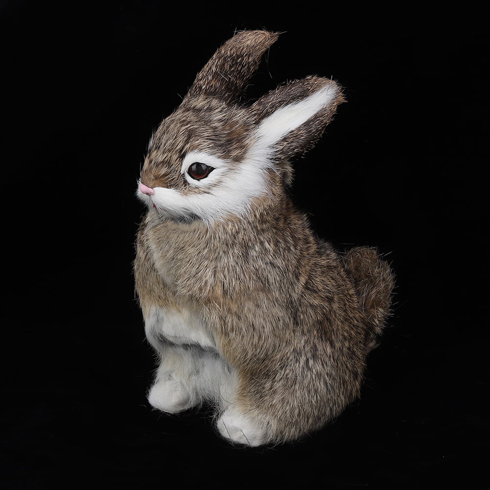 OTVIAP Mini Realistic Plush Rabbit Lifelike Animal Easter Home Ornament