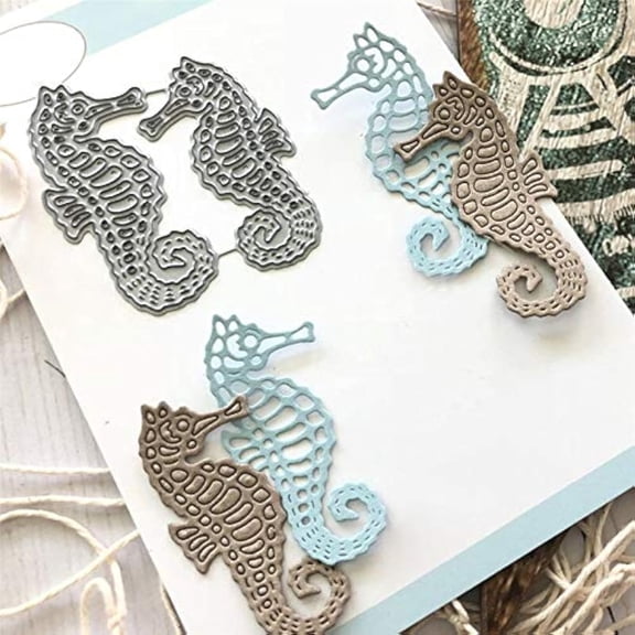 2 Pcs Seahorse Cutting Dies, Metal Die, DIY Scrapbooking Artist Cutting Dies, Scrapbooking Die Cuts Stencil Template Molds for DIY Card Making Embossing Photo Decorative