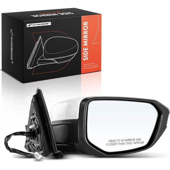 A-Premium Passenger Side Power Door Mirror - Compatible with Honda Civic 2016 2017 2018 2019 2020 2021 - Non-Heated Manual Folding White Outside Rear View Mirror - Painted To Match