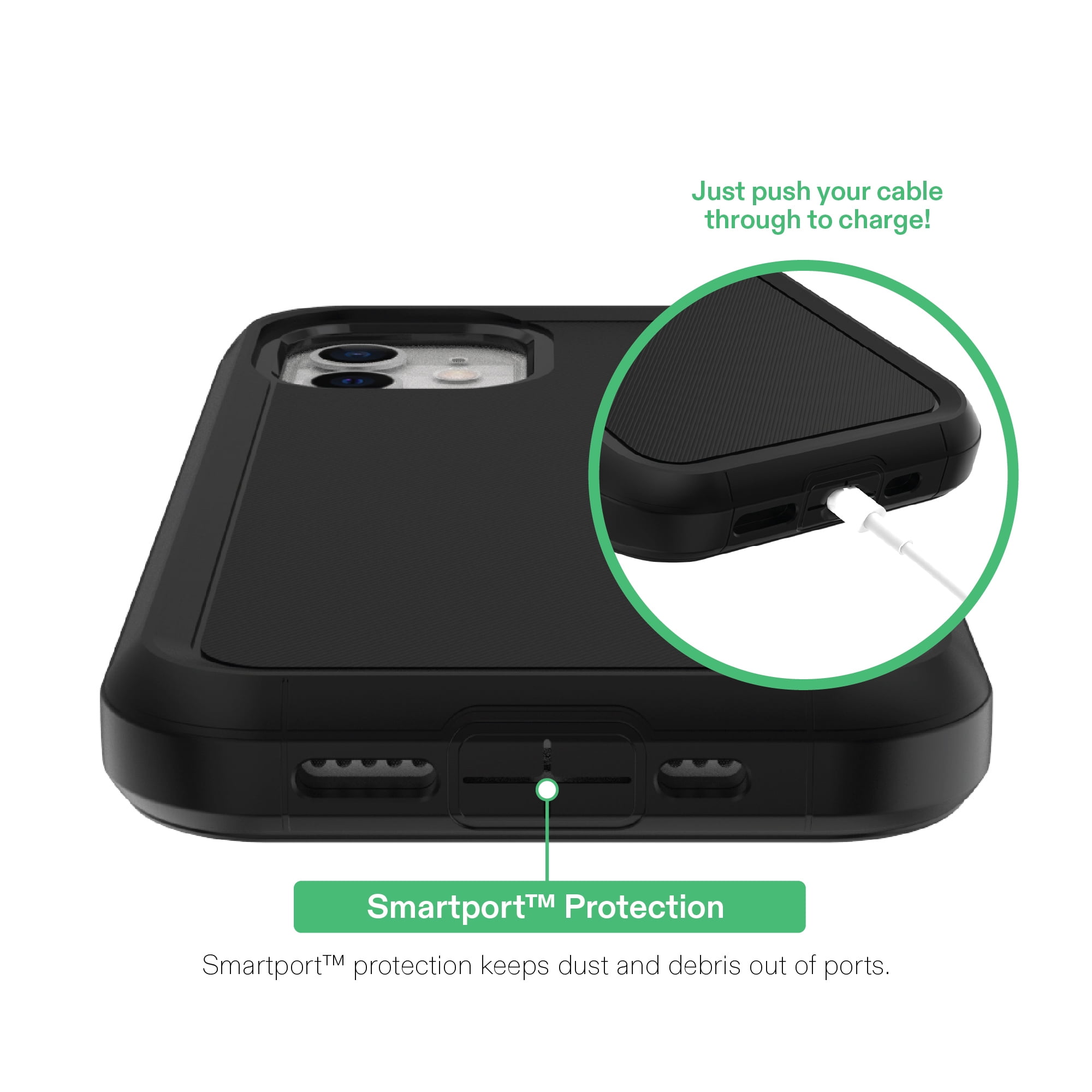 onn Rugged Phone Case with Holster for iPhone 12 / iPhone 12 Pro - Black