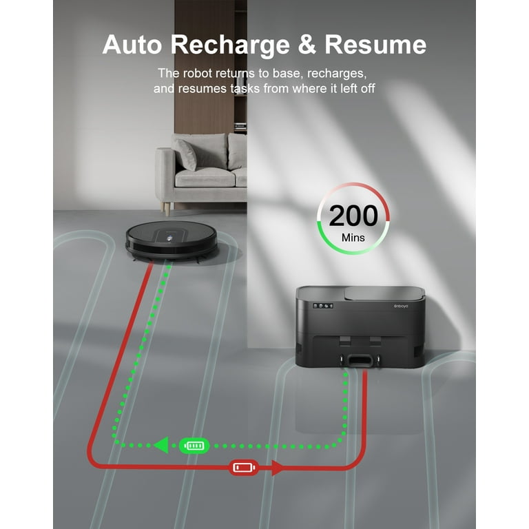 Enboya D60+ Robot Vacuum Cleaner with Self-Emptying Base, 9000Pa