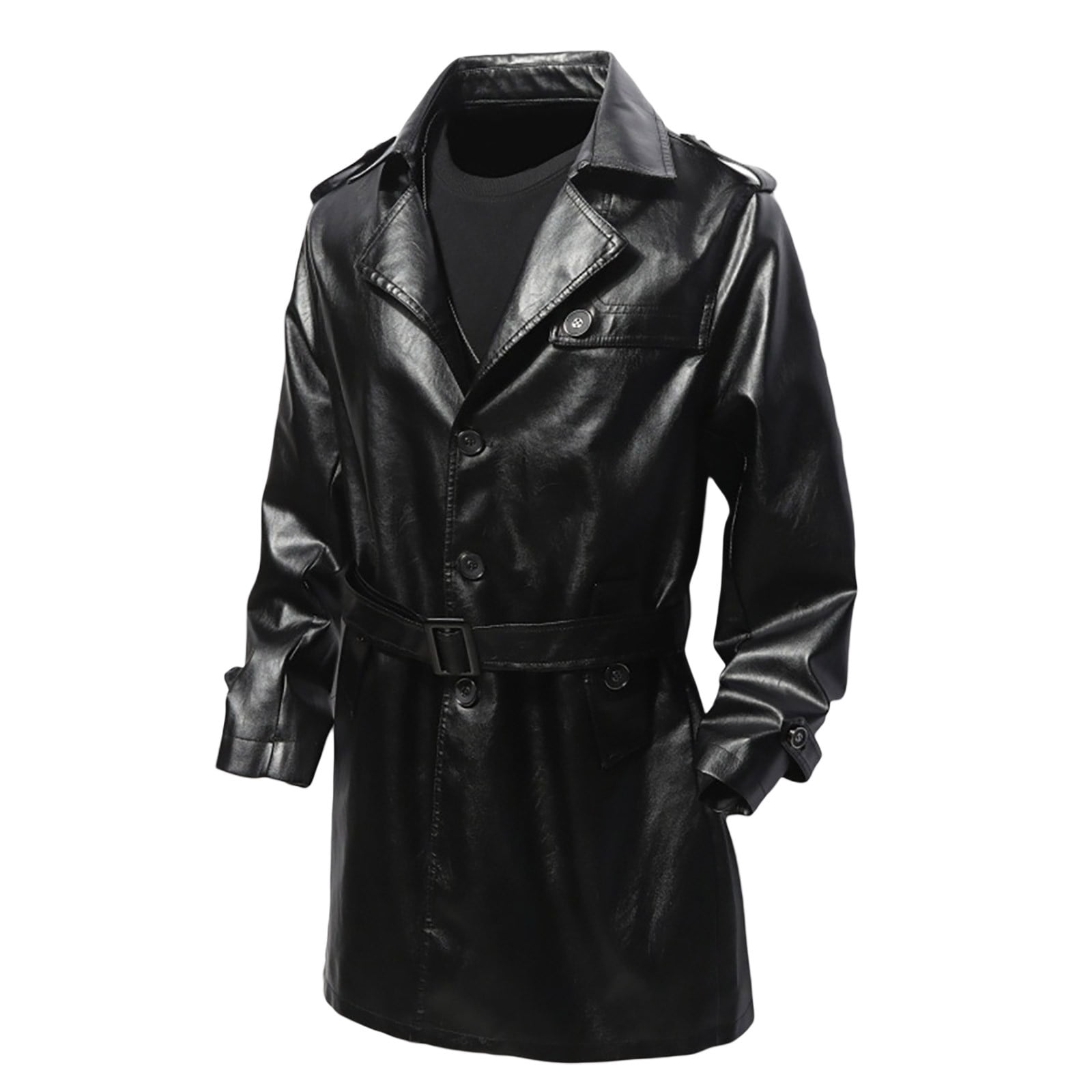 Rocky Mountain Hides Solid Genuine Buffalo Leather Trench Coat