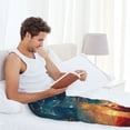 thumbnail image 6 of Picia Celestial Stag Cosmic Glow Mens Soft Woven Cotton Elastic Waistband Sleep Pajama Pant Lounge Sleep Pant With Pockets And Drawstring-Large, 6 of 9