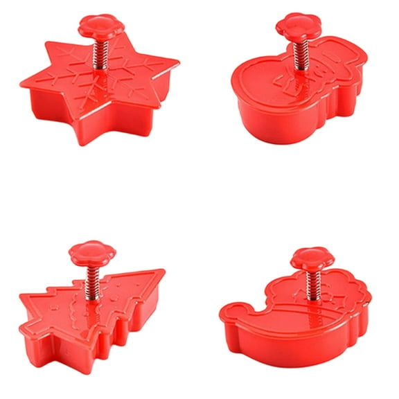 Gytml Christmas Cookie Cutter Set, Hand-Press Design,Durable & Reusable Christmas Cookies Moulds For Xmas Party - Including Snowman,Snowflakes, Christmas Tree Red 7x4cm