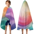 thumbnail image 3 of Rainbow Tie Dye Swirl Pattern Hooded Bath Towel，50"x30" for Ages 3 To 12 Kids, Quick Dry Lightweight Soft Microfiber Hood Beach Towel Cover Up for Kids, 3 of 7