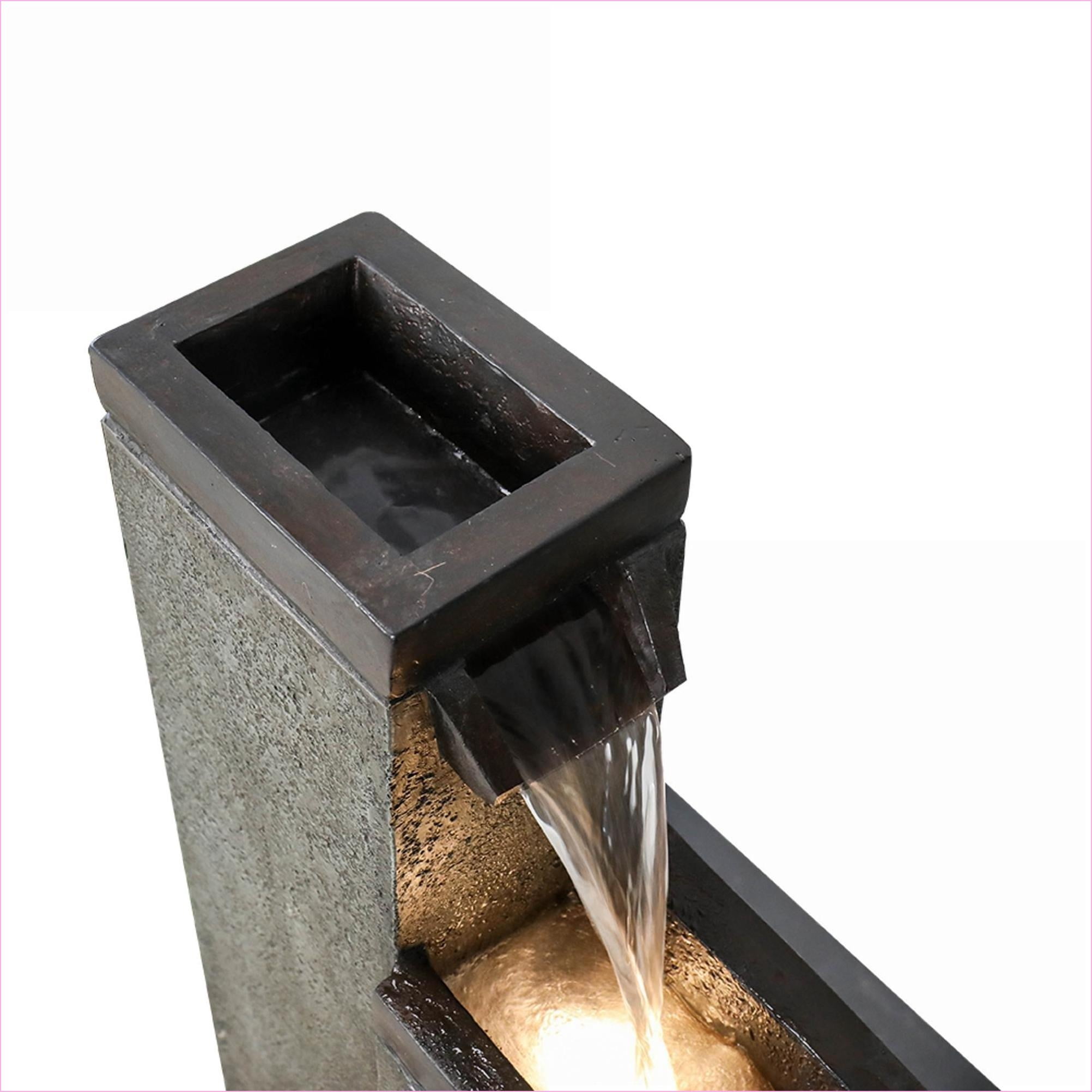 Fountains | Modern 4-Tier Cascading Water Fountain with LED Lights, 39.3" for Indoor Outdoor Garden Patio | Resin | Tiered Waterfall Fountain