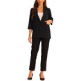 thumbnail image 2 of Blazer de oficina elástico INSPIRE CHIC para mujeres con cuello de solapa, chaqueta de traje casual elegante negra M, 2 of 6