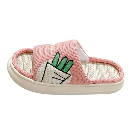 

SZXZYGS Slippers for Women Outdoor Fluffy Slippers for Women Indoor Summer Indoor Thick Soled Soft Bottomed Linen Floor Slippers Comfortable and Breathable Couple Radish Open Toe Women Linen Slippers