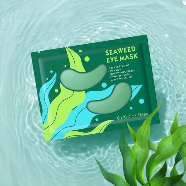 QIPOPIQ Masque pour les Yeux aux Algues, Patchs pour les Yeux, Masque Raffermissant aux Algues, Coussinets de Gel Hydratants Verts pour les Yeux Gonflés, Rides