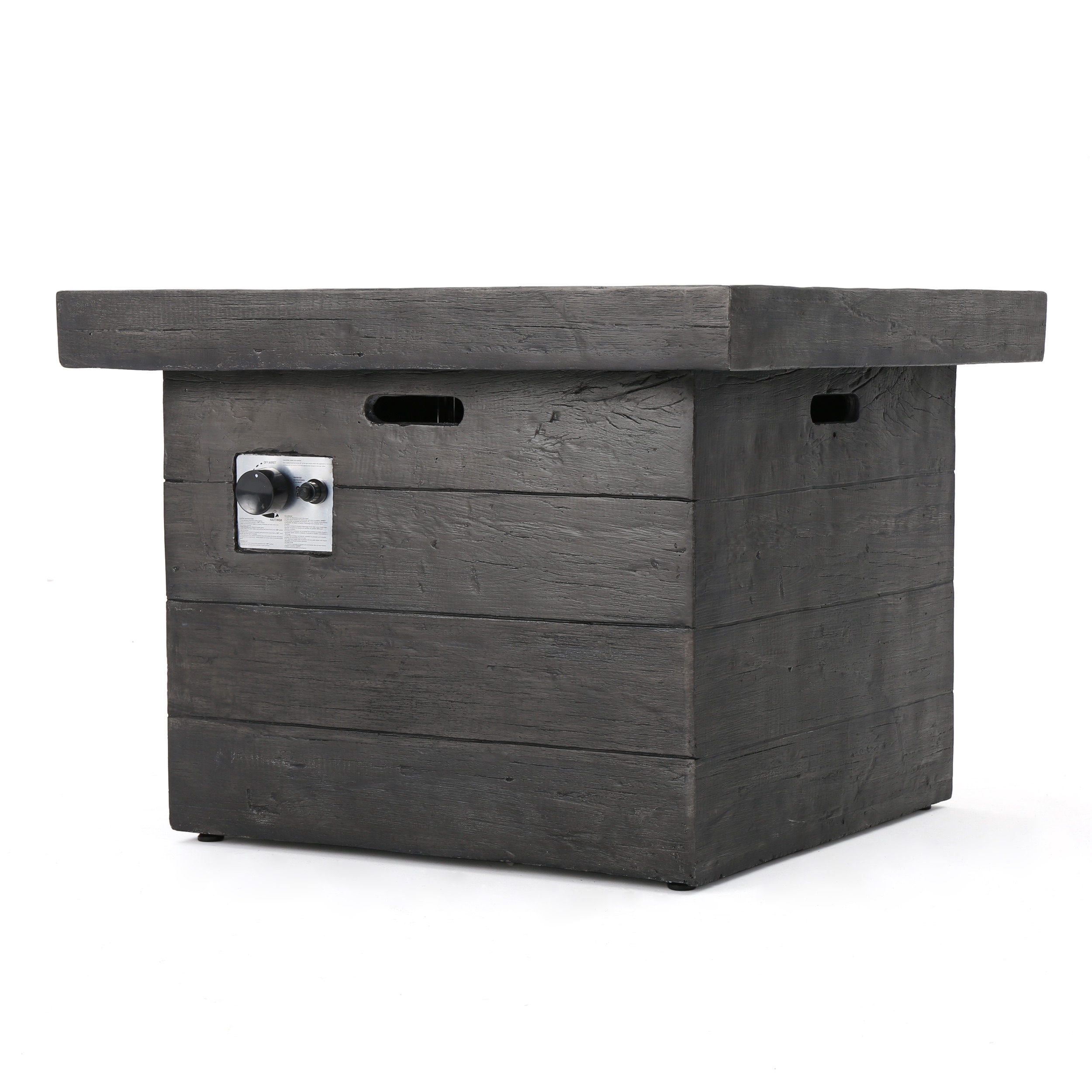 Ford Outdoor Square Lightweight Concrete Fire Pit, Grey
