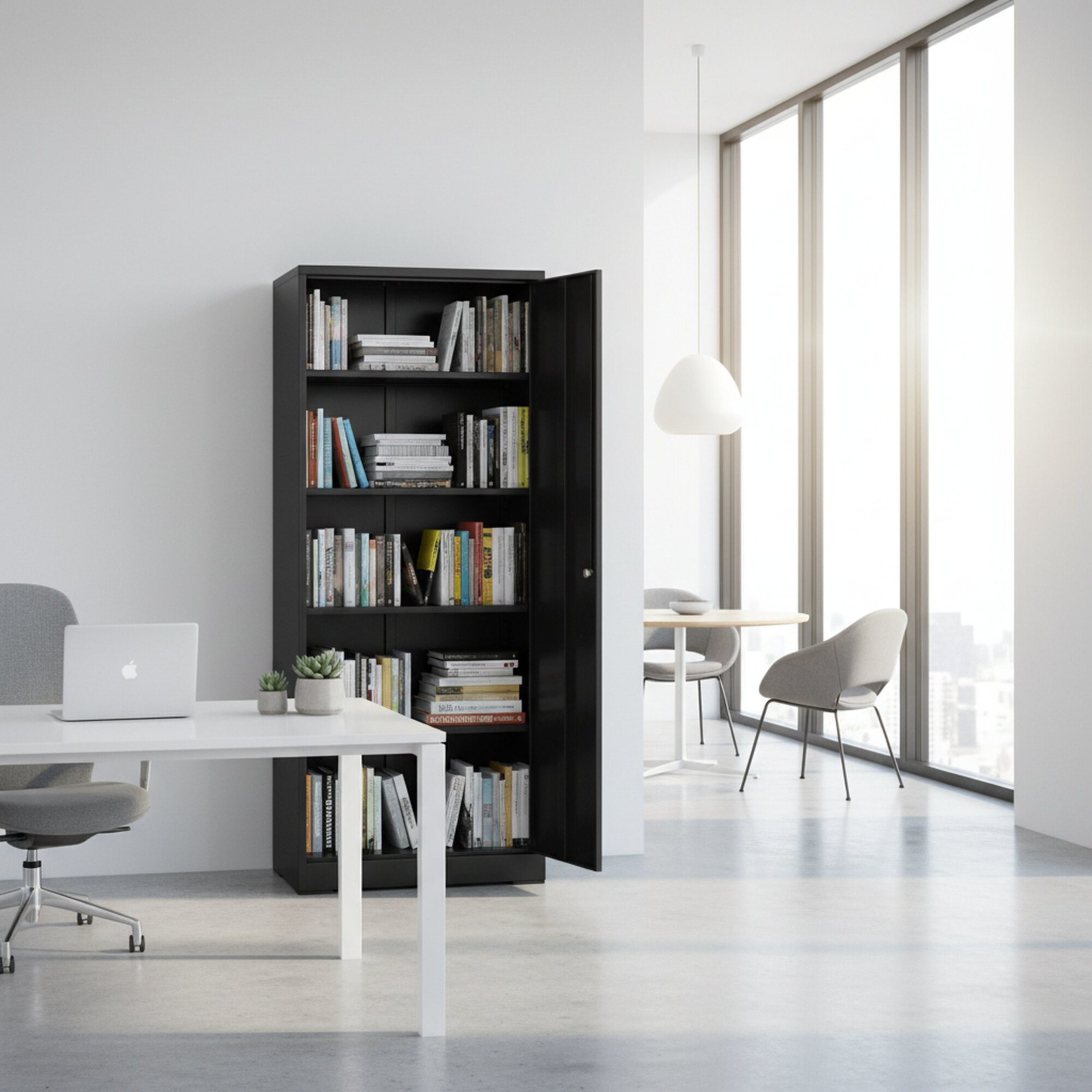 GDF Studio 71" Heavy-Duty Metal Storage Cabinet with Locking Doors & 4 Adjustable Shelves, Black