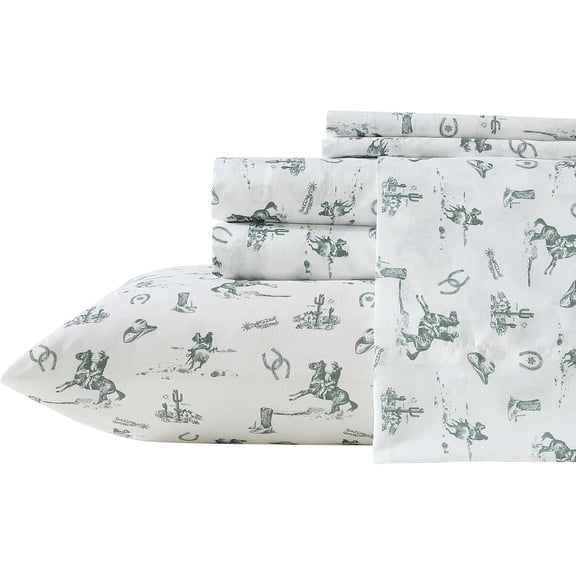 - King Size Sheet Set, Ultra-Soft & Wrinkle-Resistant Bedding for Year Round Comfort, Deep Pockets, Bed Sheets with Matching Fitted Sheet & Pillowcases ( Rodeo Green)