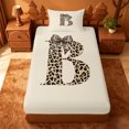thumbnail image 3 of meiyoeat leopard Bowknot Monogram Art Twin Sheets,Cheetah Print Initial B Bedding,3 Pieces,1 Fitted Sheet and 1 Pillowcase, 3 of 6