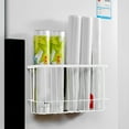 thumbnail image 4 of Magnetic Refrigerator Side Storage Rack | Stainless Steel Kitchen Organizer for Plastic Bags & Bottles | White Multifunctional Mesh Design | 11.02x5.91x3.54in, 4 of 6