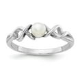 thumbnail image 1 of 14K White Gold Ring Band Pearl Freshwater 4mm FW Cultured, Size 8, 1 of 5