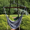 thumbnail image 2 of Sunnydaze Modern Boho Style Soft Spun Polyester Rope Hanging Caribbean XL Hammock Chair Swing - Gray, 2 of 9