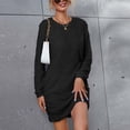 thumbnail image 4 of Robes Automne Hiver pour Femmes Col Rond Couleur Unie Manches Longues Robe Chandail Décontractée Ample Douce Mini Robe, 4 of 5