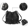 thumbnail image 3 of Black Ladies Shoulder Bag Tassel Bucket Bag Satchel, 3 of 4