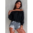 thumbnail image 3 of ABPHQTO Blusa negra con hombros descubiertos y ganchillo para mujer, 3 of 5