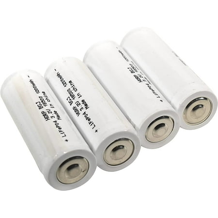 HQRP Battery 4-Pack IFR-18500 18500 for LED Flashlight Torch, Security System Panels Rechargeable 1200mAh 3.2v LiFePO4 Lithium Phosphate + HQRP Coaster