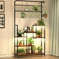 thumbnail image 2 of Large 6 Tier Metal Flower Rack Plant Stand with Grow Lights Bonsai Shelf for Indoor with Hanging Hook Plant Shelves Square Flower Plant Stand for Balcony Hallways, 2 of 7