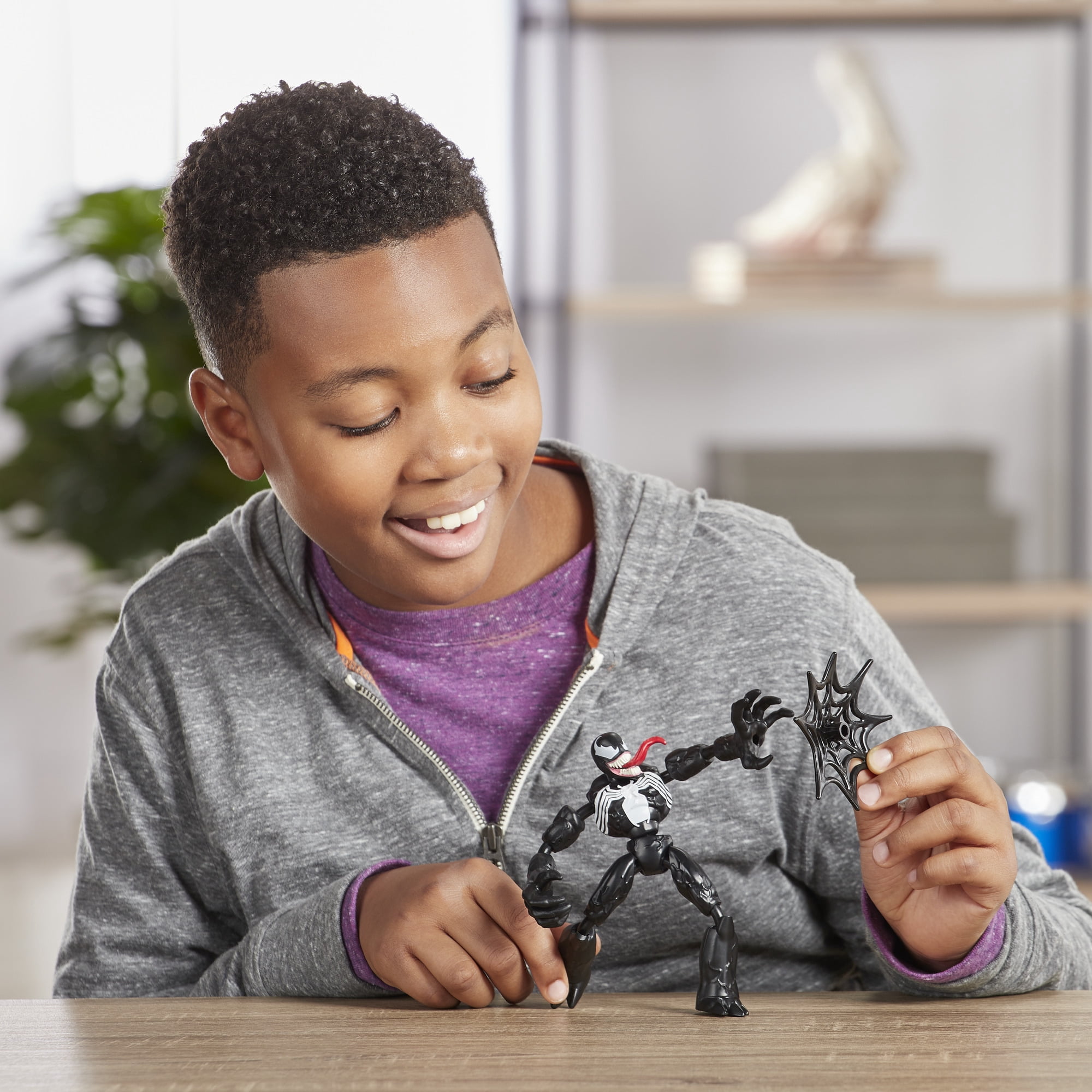 Marvel Spiderman: Bend and Flex Venom Kids Toy Action Figure for Boys and Girls with Web Accessory (9”)