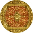 thumbnail image 1 of Ahgly Company Machine Washable Indoor Round Medallion Yellow Traditional Area Rugs, 5' Round, 1 of 4