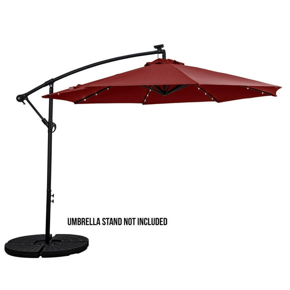 Sun-Ray Parapluie solaire décalé de 10' avec base croisée - Écarlate