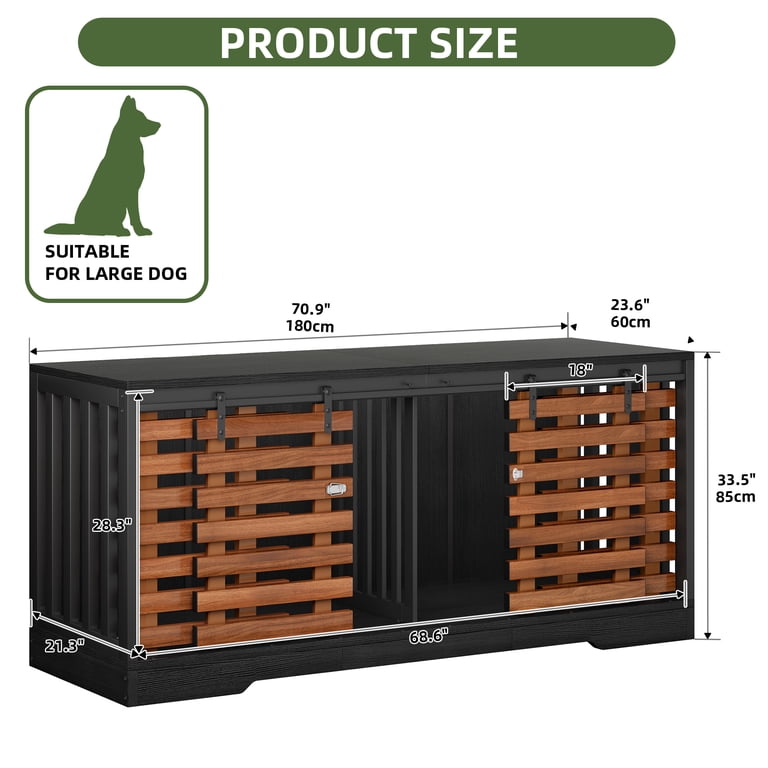 Uforic 71-inch Heavy Duty Pet Furniture Crate, Dual Kennel Table