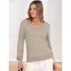 thumbnail image 5 of Suéter de Larga con Cuello en V para Mujer, Estilo Casual Clásico de Otoño, Suave y Holgado, Básico, Tipo Jersey Albaricoque Gris S, 5 of 10