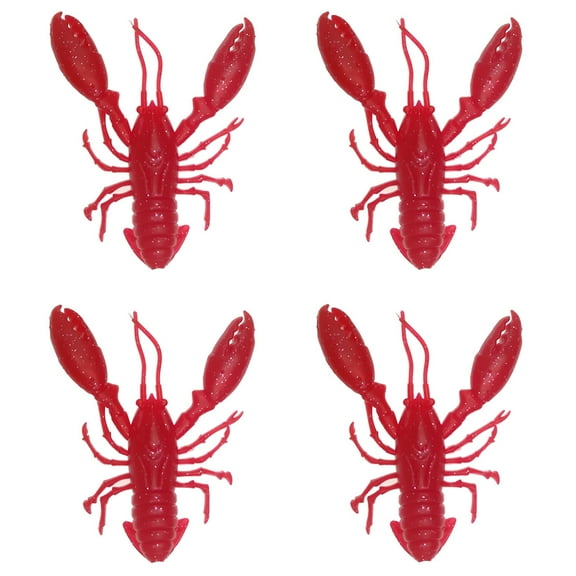 BE-TOOL 4Pcs Soft Crawfish-Shape Fishing Lures Plastic Bionic Fishing Bait for Saltwater Freshwater (Red)