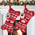 thumbnail image 1 of Medias navideñas para perros LzGUNGY grandes con forma de hueso rojas con marco de fotos, 1 of 5