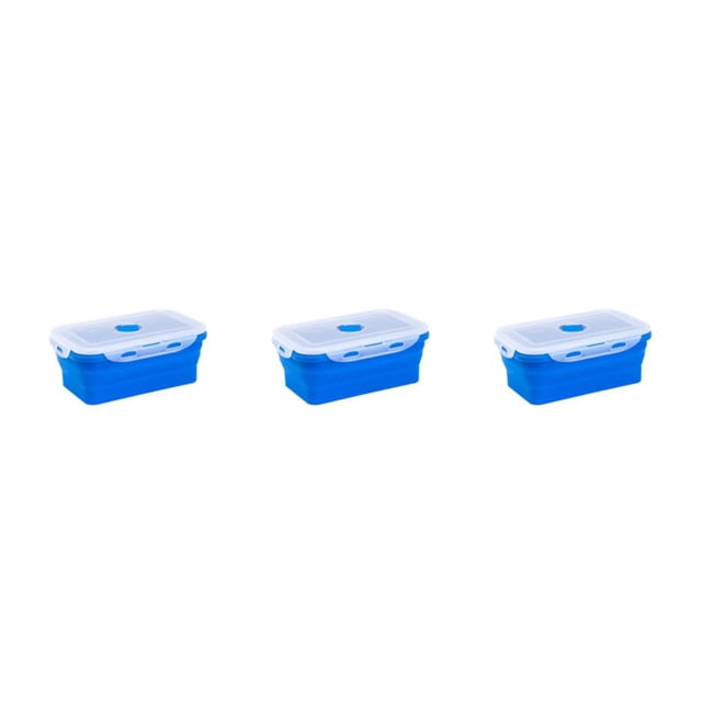 Ruiboury Silica Gel Compact And Convenient For Easy Storage Making Lightweight Sealed Preservation Box Microwave Lunch Box deep blue 540ml 3Set