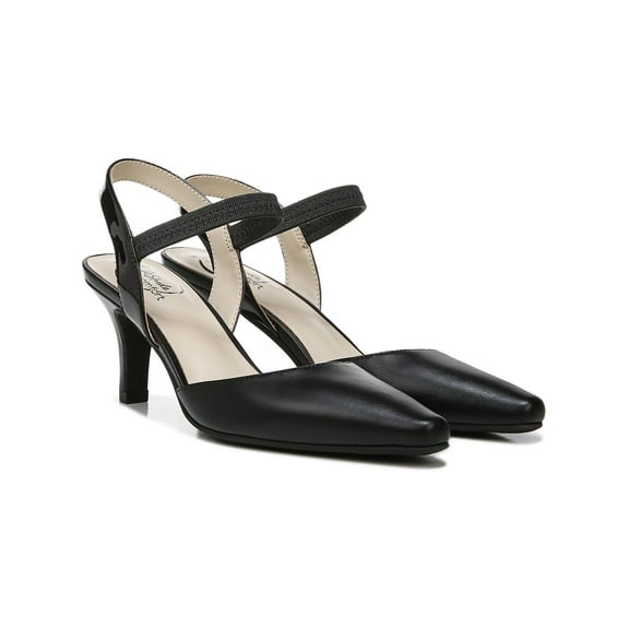 LifeStride Womens Kiley Pointed Toe Kitten Heels Black 8.5W